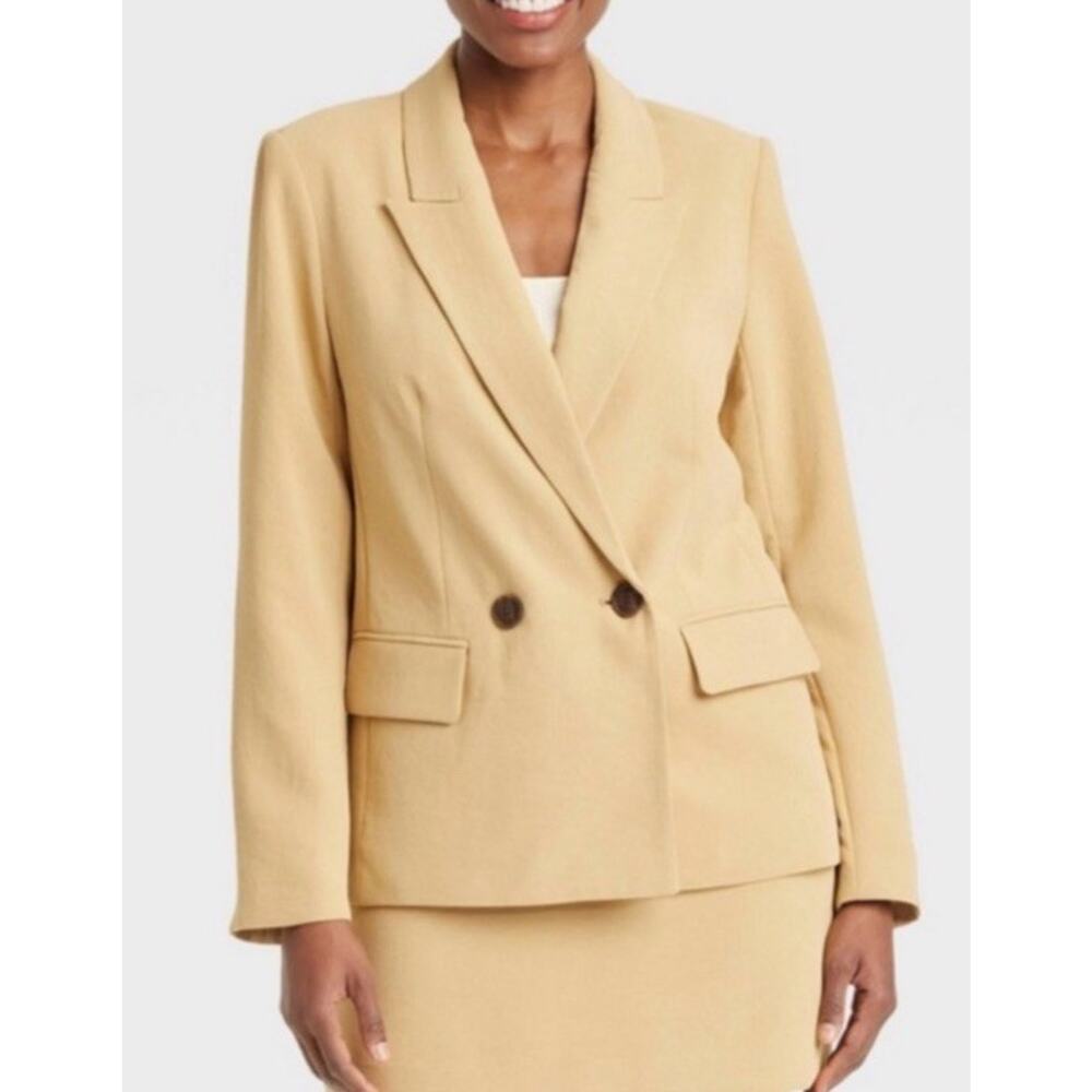 A New Day Beige Double Breasted Blazer Jacket M Women’s